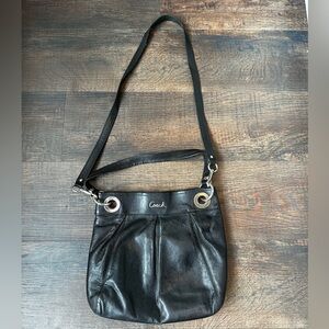 GUC large black leather coach purse